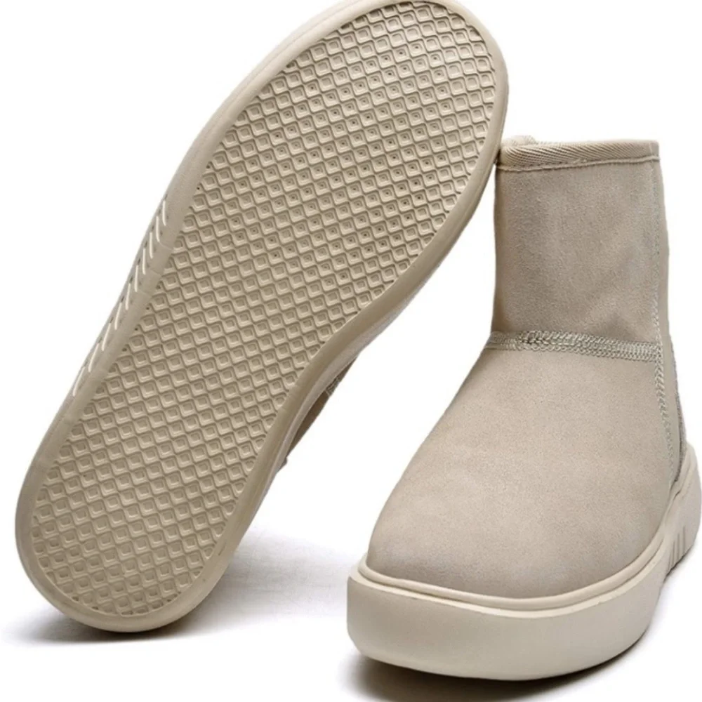 Winter Women's  Faux Fur Lined Suede Ankle Snow Boots Beige​ NWOT sz 9 EUC